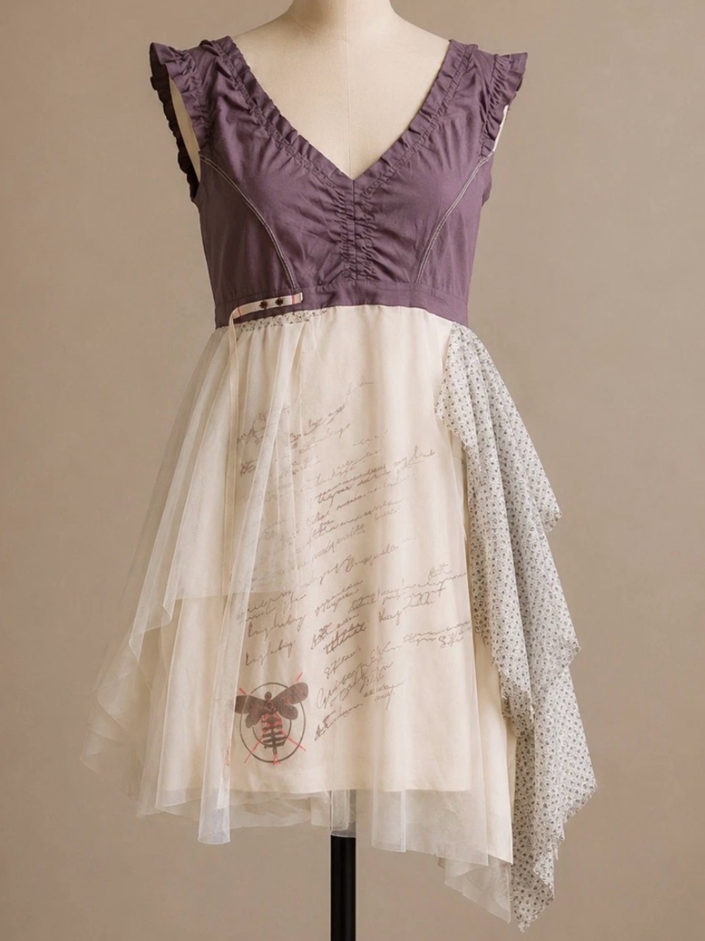 Vintage La Mode Est à Vous Mixed Media Asymmetrical Fairy Dress 💜🌿🧚🏾‍♀️✨